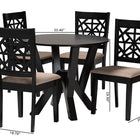 Baxton Studio Felice Modern Beige Fabric and Dark Brown Finished Wood 5-Piece Dining Set