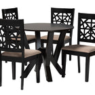 Baxton Studio Felice Modern Beige Fabric and Dark Brown Finished Wood 5-Piece Dining Set