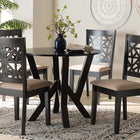 Baxton Studio Felice Modern Beige Fabric and Dark Brown Finished Wood 5-Piece Dining Set