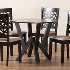 Baxton Studio Felice Modern Beige Fabric and Dark Brown Finished Wood 5-Piece Dining Set