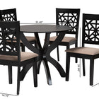 Baxton Studio Lena Modern Beige Fabric and Dark Brown Finished Wood 5-Piece Dining Set