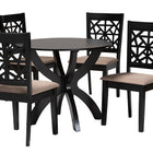 Baxton Studio Lena Modern Beige Fabric and Dark Brown Finished Wood 5-Piece Dining Set