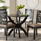 Baxton Studio Lena Modern Beige Fabric and Dark Brown Finished Wood 5-Piece Dining Set