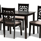 Baxton Studio Jackson Modern and Contemporary Sand Fabric Upholstered and Espresso Brown Finished Wood 5-Piece Dining Set