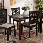 Baxton Studio Jackson Modern and Contemporary Sand Fabric Upholstered and Espresso Brown Finished Wood 5-Piece Dining Set