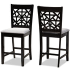 Baxton Studio Devon Modern and Contemporary Grey Fabric Upholstered and Espresso Brown Finished Wood 2-Piece Counter Height Pub Chair Set