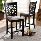 Baxton Studio Devon Modern and Contemporary Grey Fabric Upholstered and Espresso Brown Finished Wood 2-Piece Counter Height Pub Chair Set