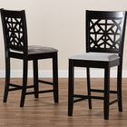 Baxton Studio Devon Modern and Contemporary Grey Fabric Upholstered and Espresso Brown Finished Wood 2-Piece Counter Height Pub Chair Set