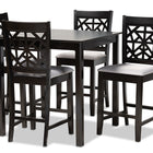 Baxton Studio Devon Modern and Contemporary Grey Fabric Upholstered and Espresso Brown Finished Wood 5-Piece Pub Dining Set