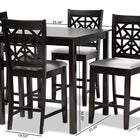 Baxton Studio Devon Modern and Contemporary Grey Fabric Upholstered and Espresso Brown Finished Wood 5-Piece Pub Dining Set