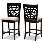 Baxton Studio Devon Modern and Contemporary Sand Fabric Upholstered and Espresso Brown Finished Wood 2-Piece Counter Height Pub Chair Set