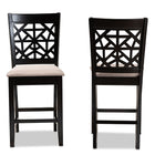 Baxton Studio Devon Modern and Contemporary Sand Fabric Upholstered and Espresso Brown Finished Wood 2-Piece Counter Height Pub Chair Set