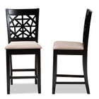 Baxton Studio Devon Modern and Contemporary Sand Fabric Upholstered and Espresso Brown Finished Wood 2-Piece Counter Height Pub Chair Set