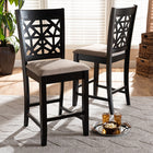 Baxton Studio Devon Modern and Contemporary Sand Fabric Upholstered and Espresso Brown Finished Wood 2-Piece Counter Height Pub Chair Set