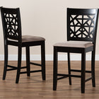 Baxton Studio Devon Modern and Contemporary Sand Fabric Upholstered and Espresso Brown Finished Wood 2-Piece Counter Height Pub Chair Set