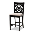 Baxton Studio Devon Modern and Contemporary Sand Fabric Upholstered and Espresso Brown Finished Wood 5-Piece Pub Dining Set