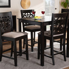 Baxton Studio Devon Modern and Contemporary Sand Fabric Upholstered and Espresso Brown Finished Wood 5-Piece Pub Dining Set