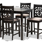 Baxton Studio Devon Modern and Contemporary Sand Fabric Upholstered and Espresso Brown Finished Wood 5-Piece Pub Dining Set