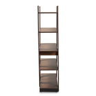 Baxton Studio Michio Modern and Contemporary Walnut Brown Finished 5-Tier Wood Geometric Living Room Display Shelf