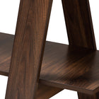 Baxton Studio Michio Modern and Contemporary Walnut Brown Finished 5-Tier Wood Geometric Living Room Display Shelf