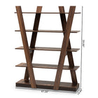 Baxton Studio Michio Modern and Contemporary Walnut Brown Finished 5-Tier Wood Geometric Living Room Display Shelf