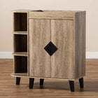 Baxton Studio Wales Modern and Contemporary Rustic Oak Finished Wood 2-Door Shoe Storage Cabinet with Open Shelves