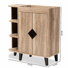 Baxton Studio Wales Modern and Contemporary Rustic Oak Finished Wood 2-Door Shoe Storage Cabinet with Open Shelves
