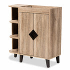 Baxton Studio Wales Modern and Contemporary Rustic Oak Finished Wood 2-Door Shoe Storage Cabinet with Open Shelves