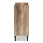 Baxton Studio Wales Modern and Contemporary Rustic Oak Finished Wood 2-Door Shoe Storage Cabinet with Open Shelves