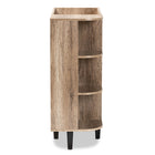 Baxton Studio Wales Modern and Contemporary Rustic Oak Finished Wood 2-Door Shoe Storage Cabinet with Open Shelves