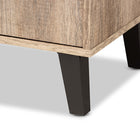 Baxton Studio Wales Modern and Contemporary Rustic Oak Finished Wood 2-Door Shoe Storage Cabinet with Open Shelves