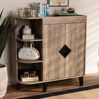 Baxton Studio Wales Modern and Contemporary Rustic Oak Finished Wood 2-Door Shoe Storage Cabinet with Open Shelves