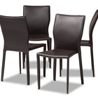 Baxton Studio Heidi Modern and Contemporary Dark Brown Faux Leather Upholstered 4-Piece Dining Chair Set