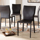 Baxton Studio Heidi Modern and Contemporary Dark Brown Faux Leather Upholstered 4-Piece Dining Chair Set