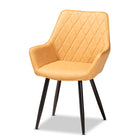 Baxton Studio Astrid Mid-Century Contemporary Tan Faux Leather Upholstered and Black Metal 4-Piece Dining Chair Set