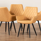 Baxton Studio Astrid Mid-Century Contemporary Tan Faux Leather Upholstered and Black Metal 4-Piece Dining Chair Set