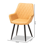 Baxton Studio Astrid Mid-Century Contemporary Tan Faux Leather Upholstered and Black Metal 4-Piece Dining Chair Set