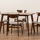 Baxton Studio Orion Mid-Century Modern Transitional Light Beige Fabric Upholstered and Walnut Brown Finished Wood 5-Piece Dining Set