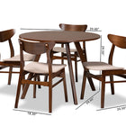 Baxton Studio Philip Mid-Century Modern Transitional Light Beige Fabric Upholstered and Walnut Brown Finished Wood 5-Piece Dining Set