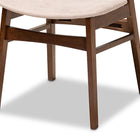 Baxton Studio Paras Mid-Century Modern Transitional Light Beige Fabric Upholstered and Walnut Brown Finished Wood 5-Piece Dining Set with Faux Marble Dining Table