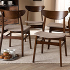 Baxton Studio Parlin Mid-Century Modern Transitional Light Beige Fabric Upholstered and Walnut Brown Finished Wood 4-Piece Dining Chair Set