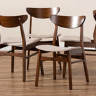 Baxton Studio Parlin Mid-Century Modern Transitional Light Beige Fabric Upholstered and Walnut Brown Finished Wood 4-Piece Dining Chair Set