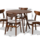 Baxton Studio Philip Mid-Century Modern Transitional Light Grey Fabric Upholstered and Walnut Brown Finished Wood 5-Piece Dining Set