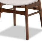 Baxton Studio Paras Mid-Century Modern Transitional Light Grey Fabric Upholstered and Walnut Brown Finished Wood 5-Piece Dining Set with Faux Marble Dining Table