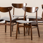 Baxton Studio Parlin Mid-Century Modern Transitional Light Grey Fabric Upholstered and Walnut Brown Finished Wood 4-Piece Dining Chair Set