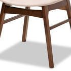 Baxton Studio Pearson Mid-Century Modern Transitional Light Beige Fabric Upholstered and Walnut Brown Finished Wood 5-Piece Dining Set with Faux Marble Table