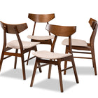 Baxton Studio Danica Mid-Century Modern Transitional Light Beige Fabric Upholstered and Walnut Brown Finished Wood 4-Piece Dining Chair Set