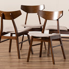 Baxton Studio Danica Mid-Century Modern Transitional Light Beige Fabric Upholstered and Walnut Brown Finished Wood 4-Piece Dining Chair Set