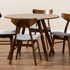 Baxton Studio Timothy Mid-Century Modern Transitional Light Grey Fabric Upholstered and Walnut Brown Finished Wood 5-Piece Dining Set