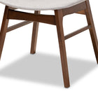 Baxton Studio Pearson Mid-Century Modern Transitional Light Grey Fabric Upholstered and Walnut Brown Finished Wood 5-Piece Dining Set with Faux Marble Table